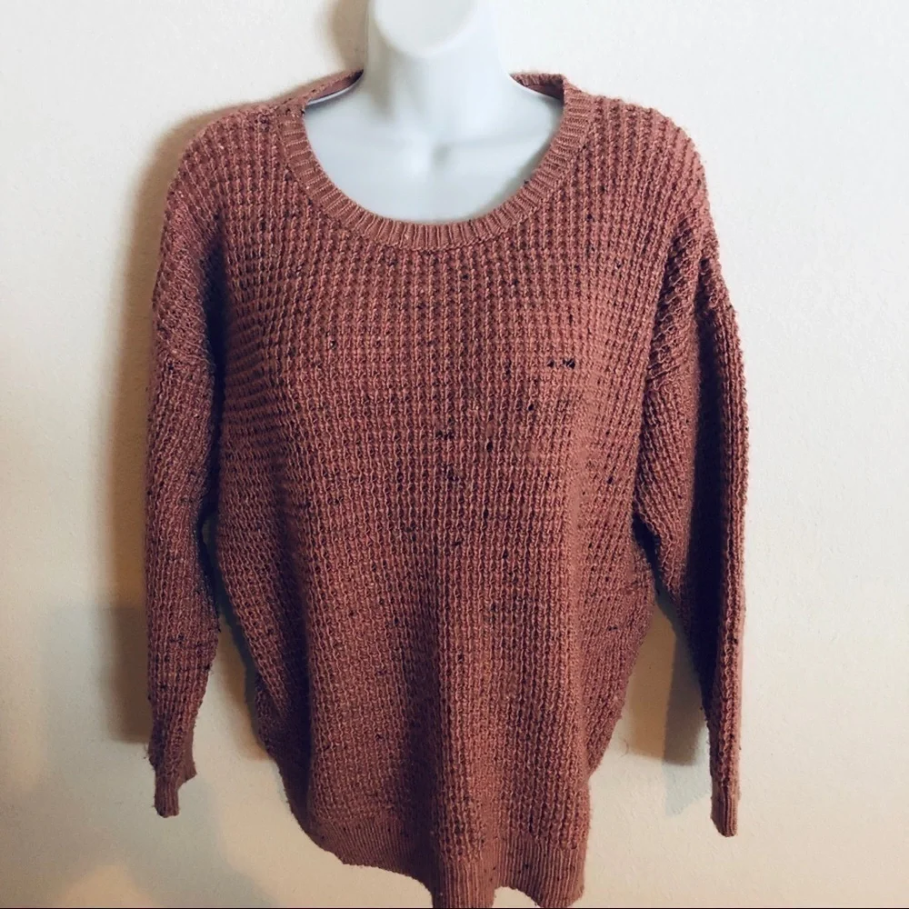 TOPSHOP Textured Speckled Pink Purple Oversized Knit Chunky Sweater Sz 6